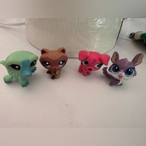 LPS LITTLEST PET SHOP CROCODILE CHINCHILLA PINK DOG RACCOON - set of 4